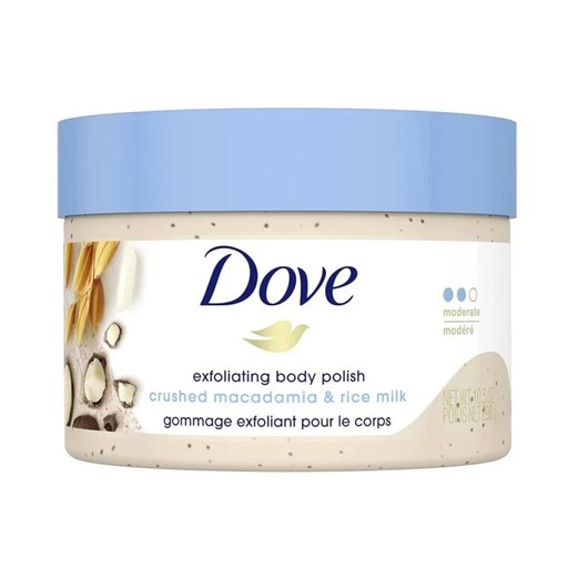 Dove Exfoliating Body Polish Macadamia and Rice Milk Body Scrub