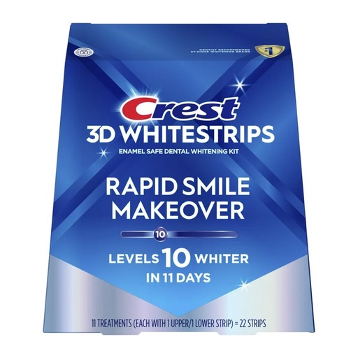 Crest 3D Whitestrips Rapid Smile Makeover At-Home Teeth Whitening Kit Level 10