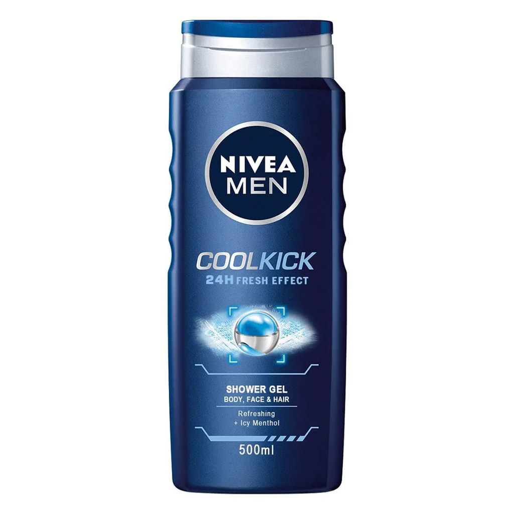 NIVEA MEN SHOWER GEL BODY FACE & HAIR COOL KICK 500ML