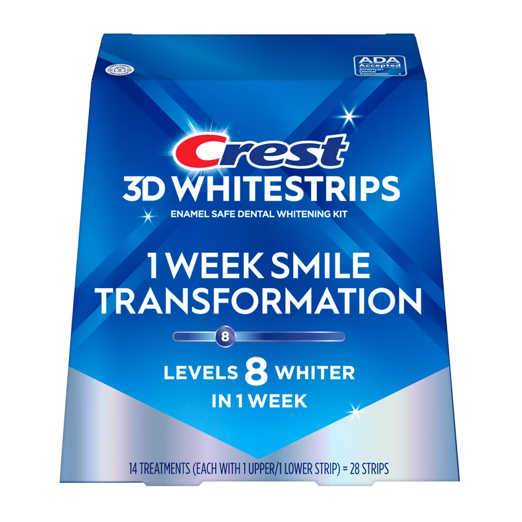 Crest 3D Whitestrips 1 Week Smile Transformation At-home Teeth Whitening Kit - 14 Treatments(28 strips 14 upper 14 lower)