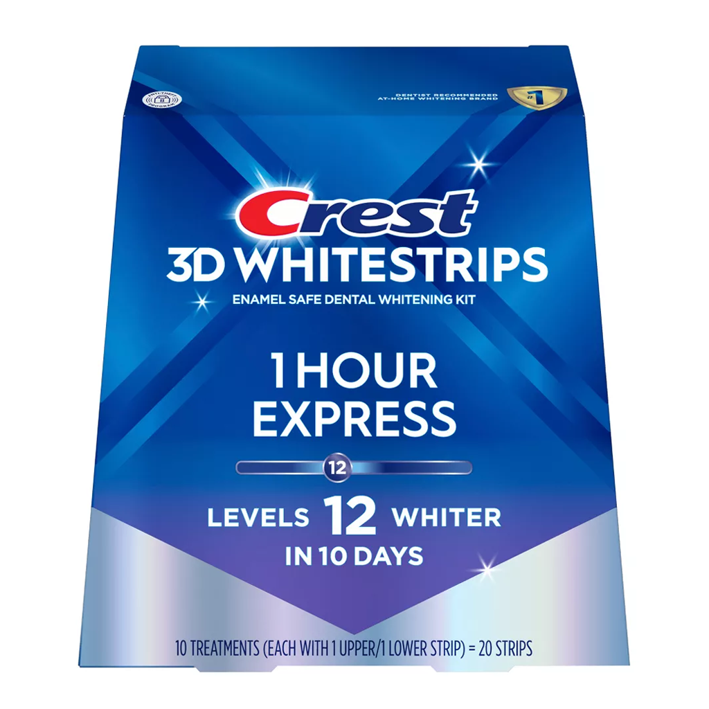 CREST 3D WHITE STRIPS 1 HOUR EXPRESS 10 Treatments (20 STRIPS 5 upper 5 lower)
