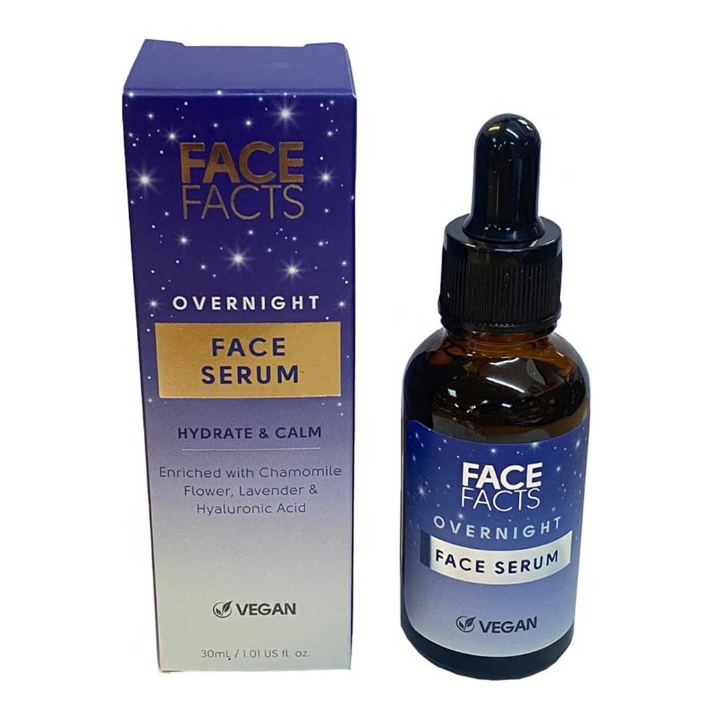 Face Facts Hyaluronic Acid Overnight Face Serum Plump &amp; Hydrate For Younger Skin 30ML
