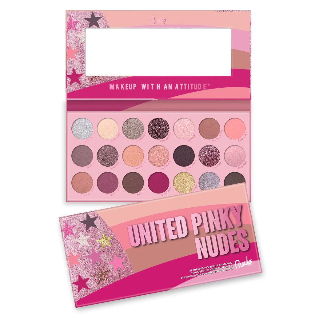 Rude United Pinky Nudes 21 Pressed Pigment &amp; Shadows Palette