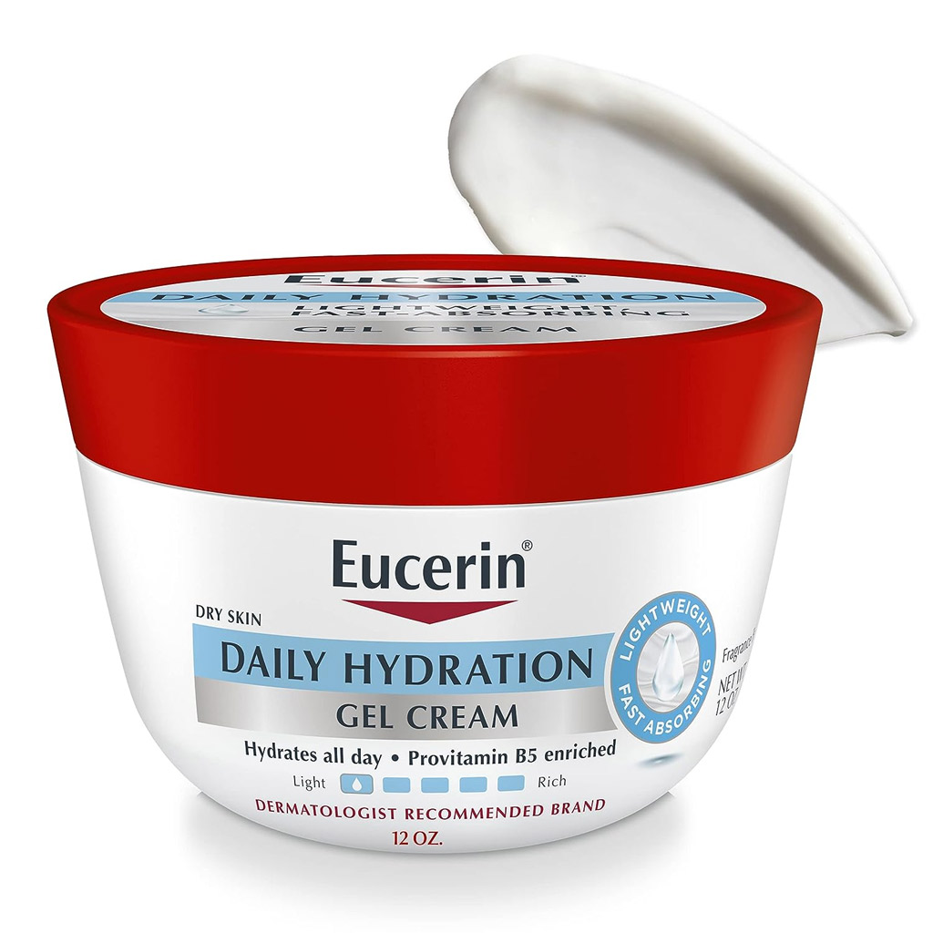 Eucerin Daily Hydration Gel Cream Body Moisturizer for Dry Skin, Enriched With Provitamin B5 and Sunflower Oil, 340G Jar