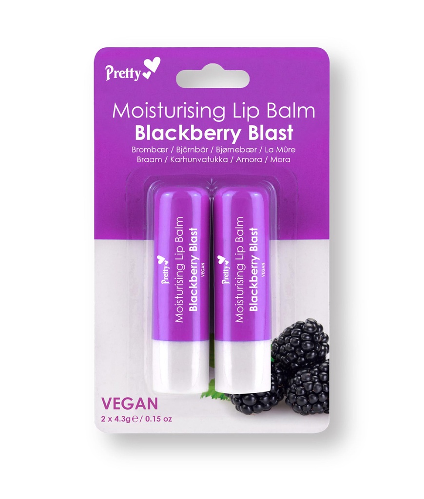 PRETTY Moisturising Lip Balm Blackberry Blast 2x4.3gr
