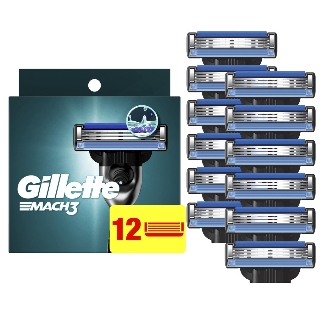 Gillette Mach3 Razor Blade Refill Cartridges, 12 Pack