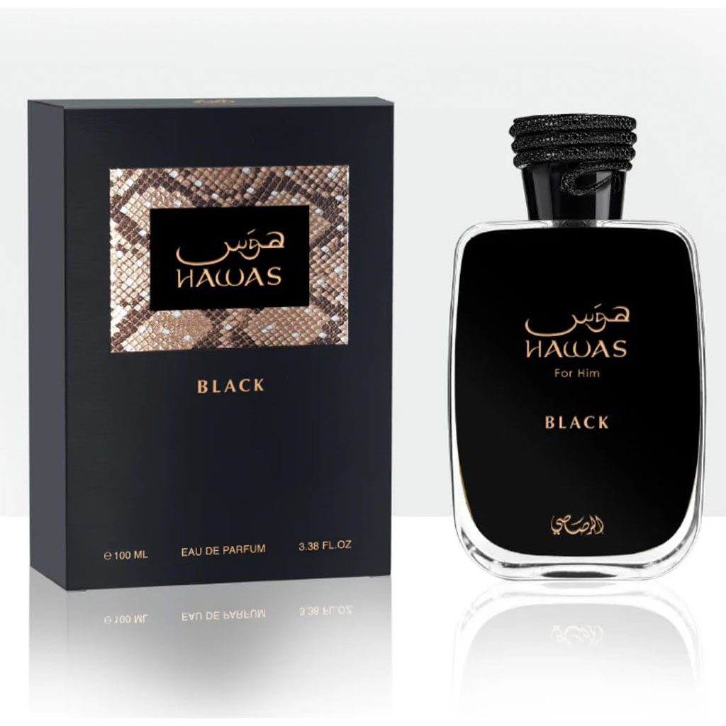 Rasasi  Men's Hawas Black EDP Spray 3.3 oz (100ml) Fragrances