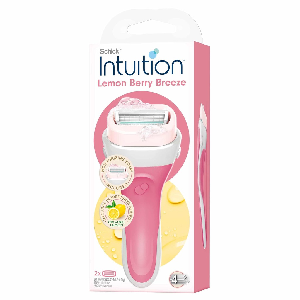 Schick Intuition Lemon Berry Breeze Organic Lemon Razor 1pcs. With Blades 2pcs.شيك انتويشن ماكينة حلاقة لتجديد الرطوبة مع ليمون بيري
