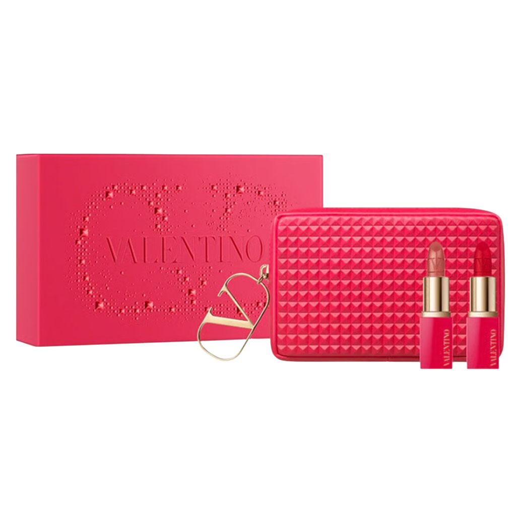 VALENTINO Rosso • Valentino Limited Edition Holiday Pouch &amp; Lipstick Set of 2 Brand New