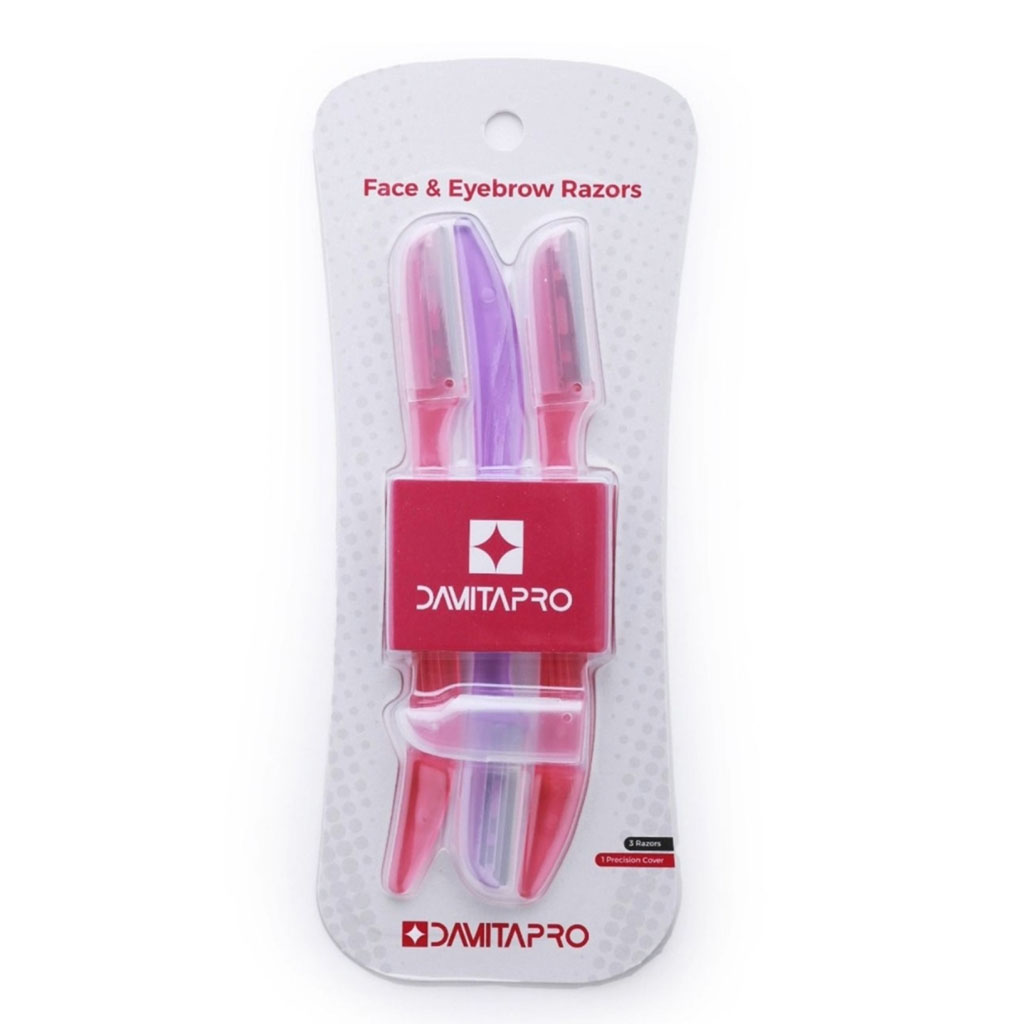 طقم شفرات للوجه والحواجب 3 شفرات + اداة تحديد DAMRAZOR000003