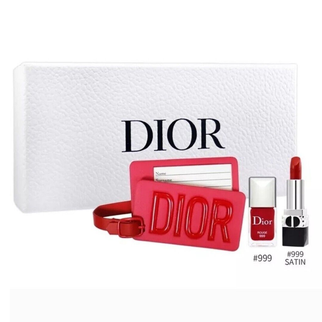 DIOR Luggage Tag Set Rouge Dior 999 Satin Lipstick