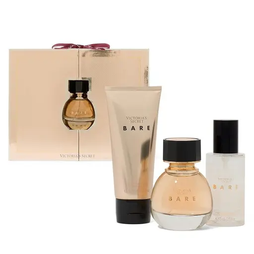 Victoria's Secret Bare 3 Piece Luxe Fragrance Gift Set: 50ml Eau de Parfum, Travel Lotion & Shimmer Mist 