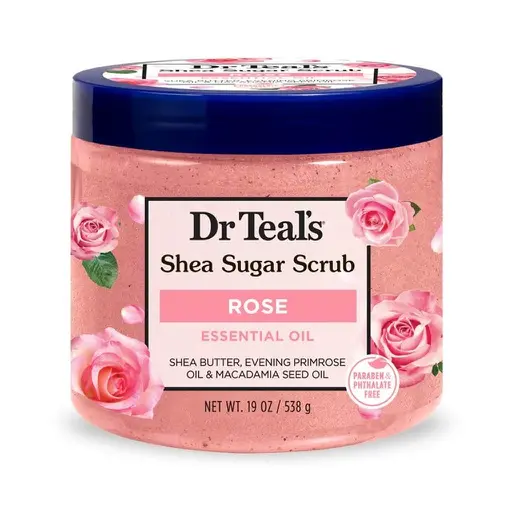 DR TEALS Shea Sugar Body Scrub - Rose Essential Oil 