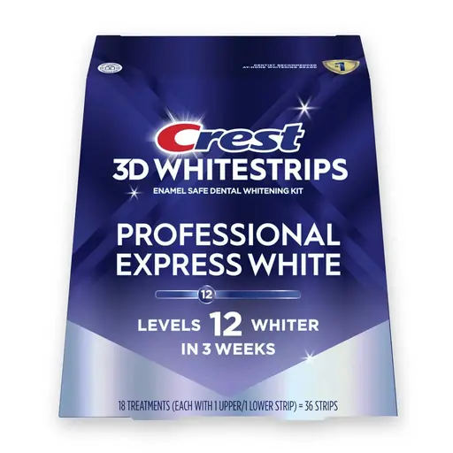 Crest 3D Whitestrips Professional Express White 12 Levels Whiter 18 Treatments 18 Treatments (36 Strips 18 Upper 18 Lower) 