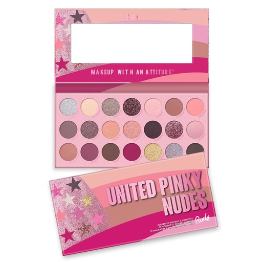 [38224] Rude United Pinky Nudes 21 Pressed Pigment & Shadows Palette 21 Colors