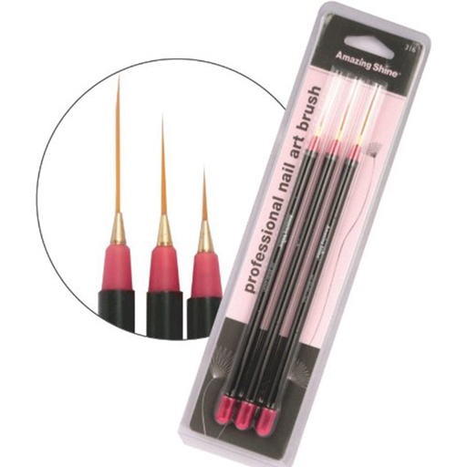 Amazing Shine Professional 3 Piece Nail Art Brush Set