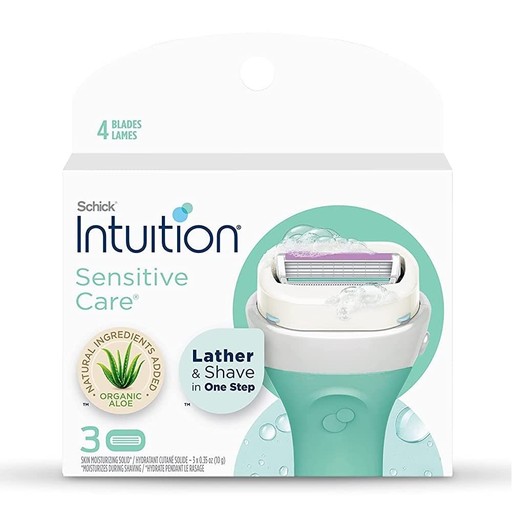 ملحقات موس الحلاقه برغوة الصبار وفيتامين اي من شيك انتيوشن - 3 قطعSchick Intuition Sensitive Refill Blades 3 pack
