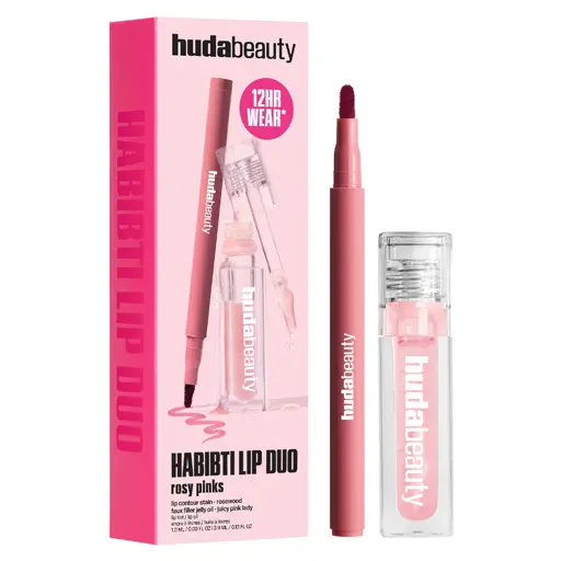 [6294018409090] HUDA BEAUTY HABIBTI LIP DUO - ROSY PINK / Kiss Me Lip Duo
