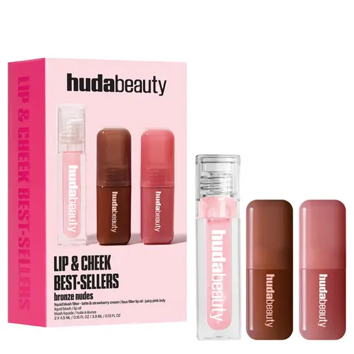 Huda Beauty BRONZE NUDES LIP & CHEEK BEST SELLERS