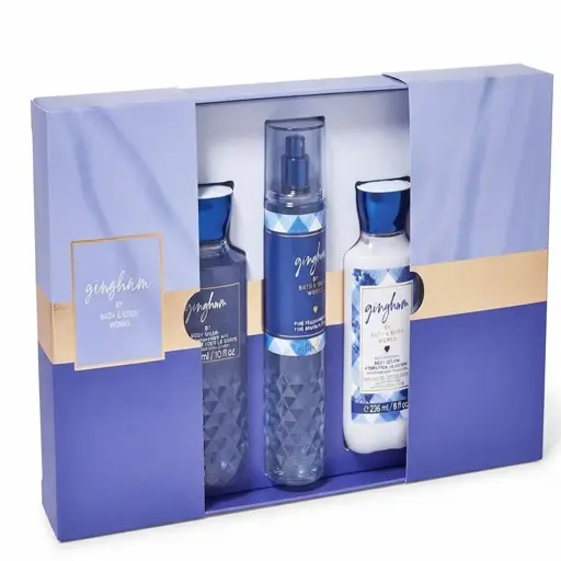 Bath & Body Works Blue Gingham Set 3 PCS