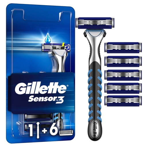 Gillette Sensor 3 razor 1 u. + 6 refill | Alsayyed Cosmetics